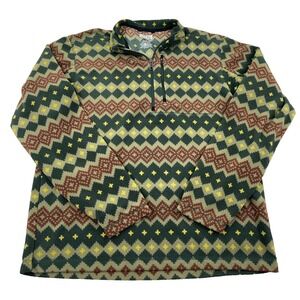 Duluth Sweater Men Large Green Fleece Pullover Quarter Zip Southwestern Jacket
